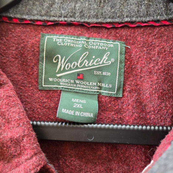 Woolrich Big Mens Button Up Shirt Outdoors 2XL Burgundy business casual - Picture 4 of 8